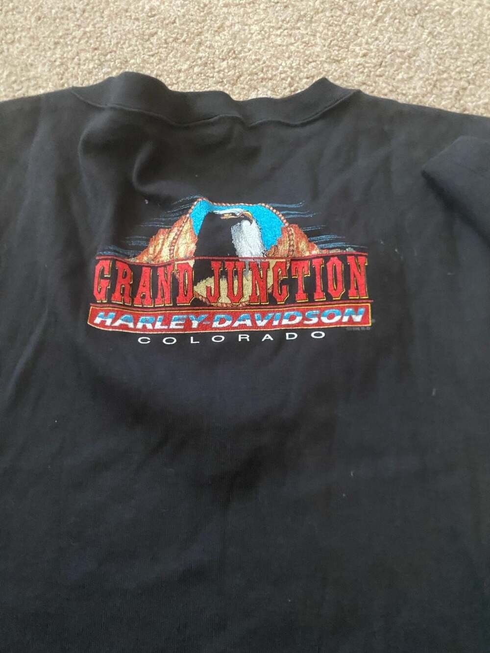 Vtg Harley-Davidson Grand Junction Colorado ‘96 Zip  Crop Top Black T-Shirt- L